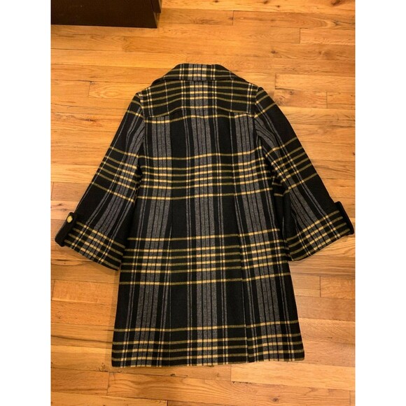 NWT Liquid Women Wool Vintage Blue Plaid Long Jacket Coat SM - Picture 3 of 6